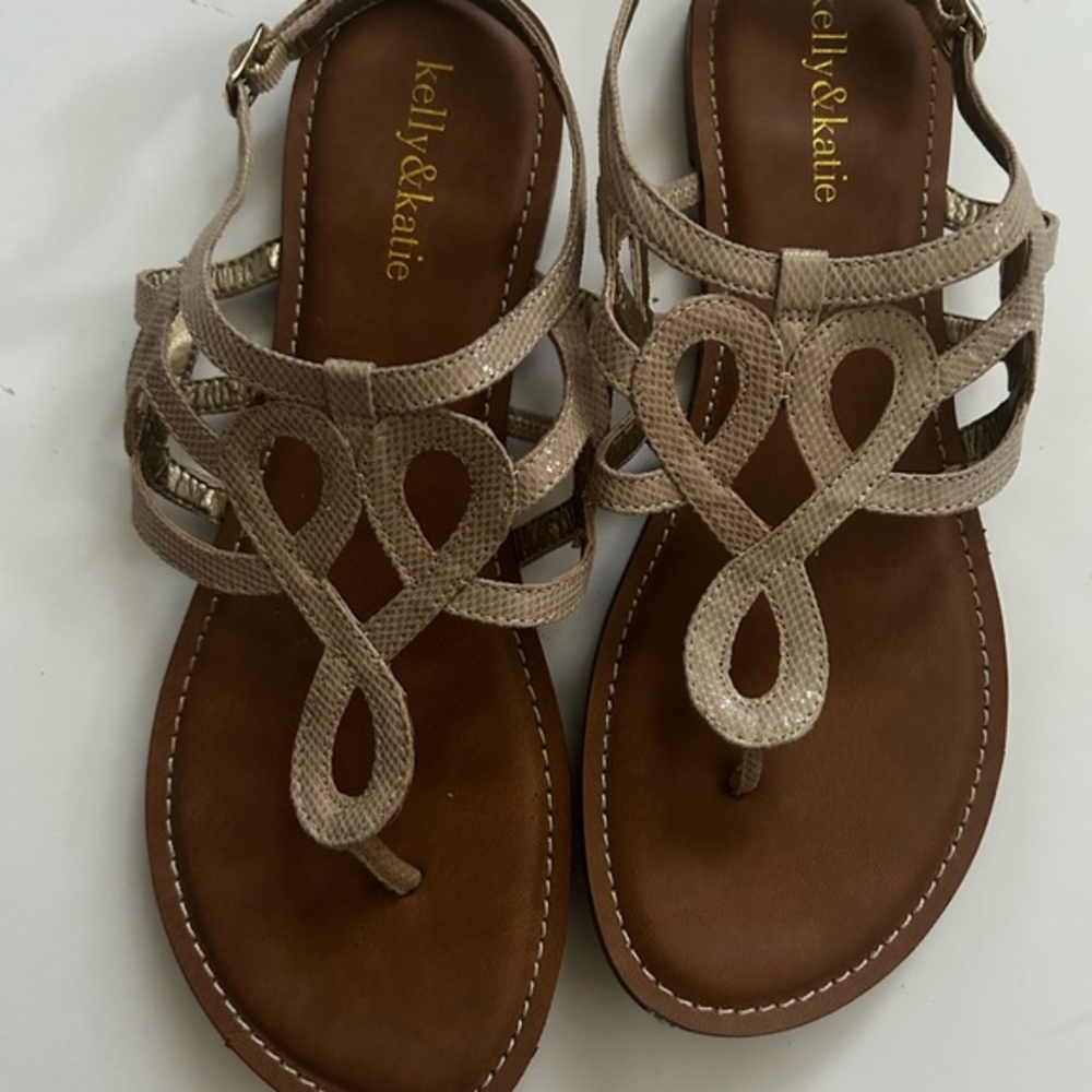 Kelly & Katie Tan Sandals with cutout Straps- size 8.5